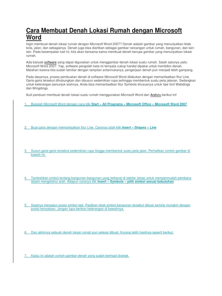 Cara Membuat Denah Lokasi Rumah Dengan Microsoft Word PDF