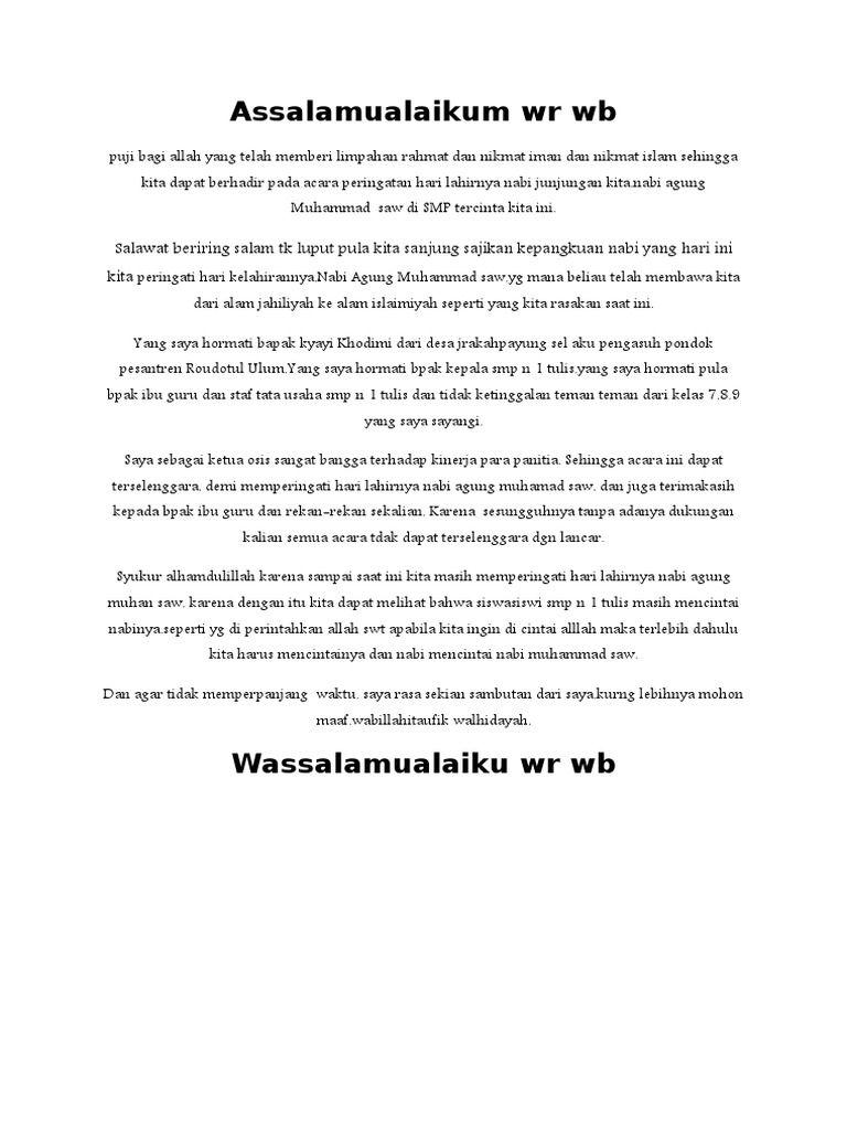 Contoh Pembukaan Pidato Maulid Nabi // Kumpulan Contoh Terbaru