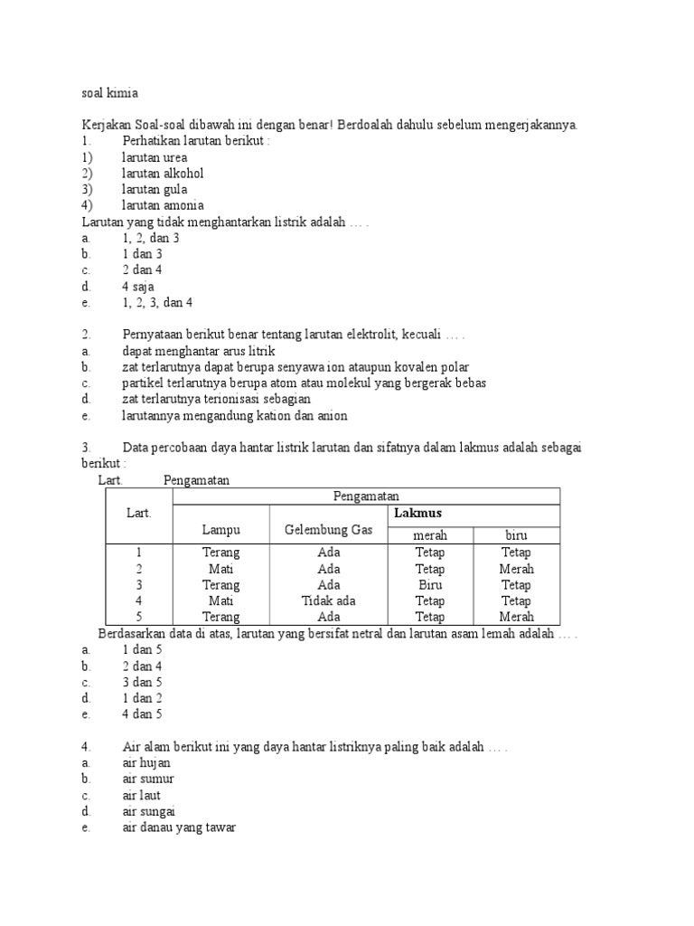Soal Kimia 25 Sept