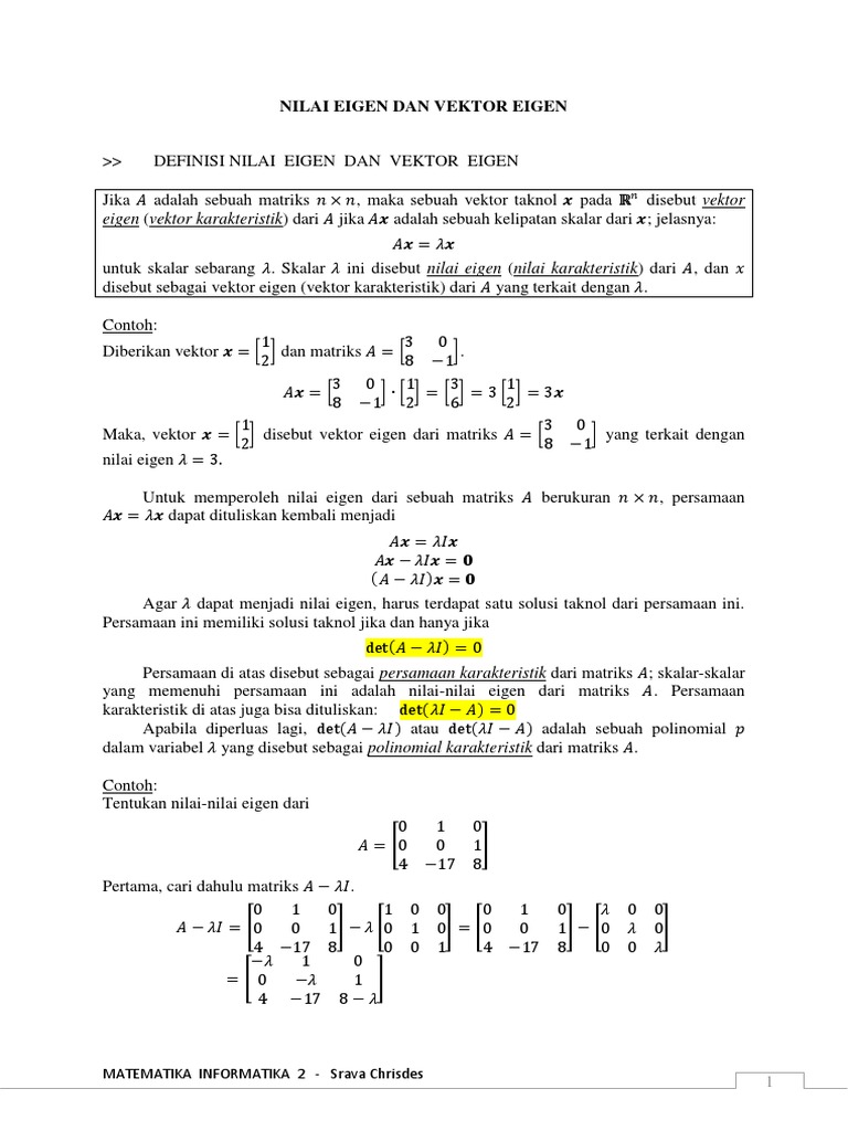 Nilai Eigen Dan Vektor Eigen 3 | PDF | Metode & Bahan Ajar