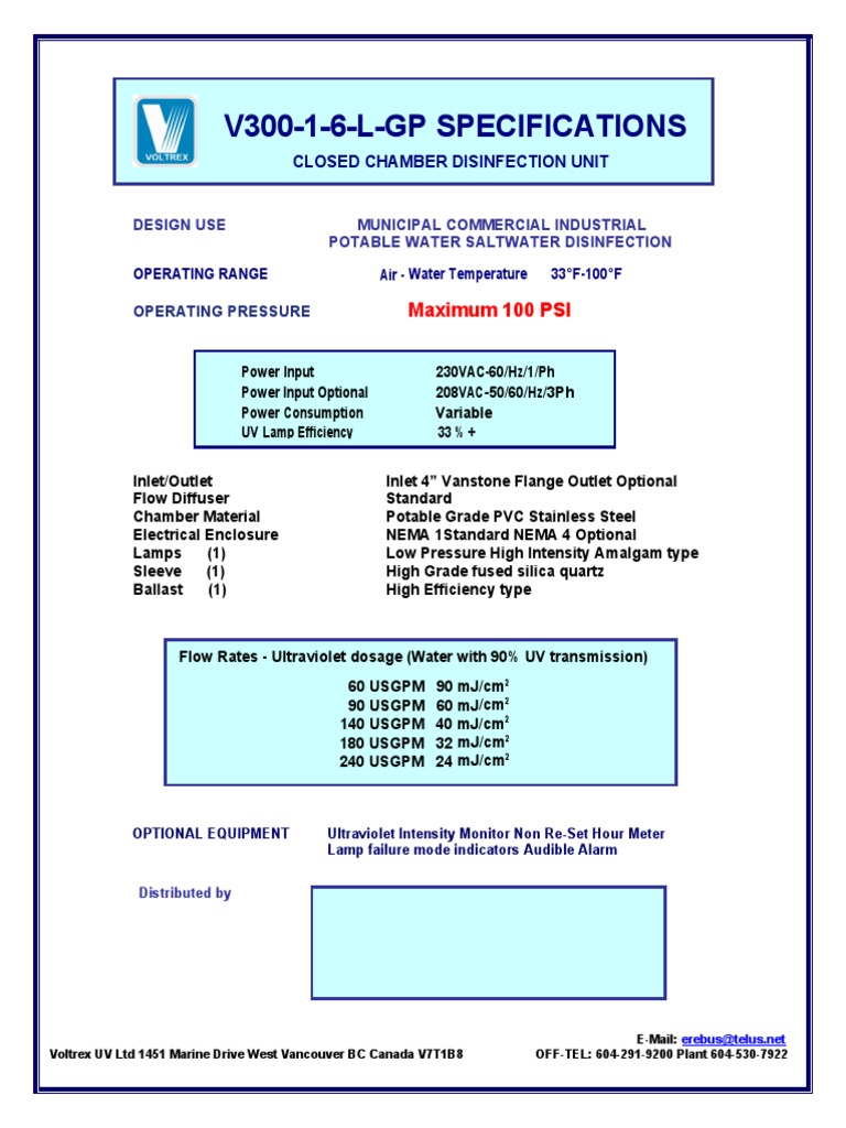 UV Disinfection Specs for Water Treatment | PDF | Sewage Treatment ...