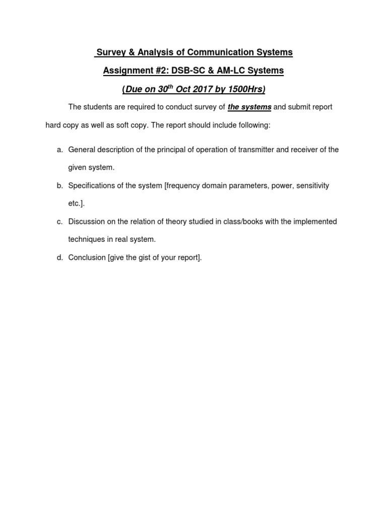 Survey & Analysis of Communication Systems Assignment #2: DSB-SC & AM ...