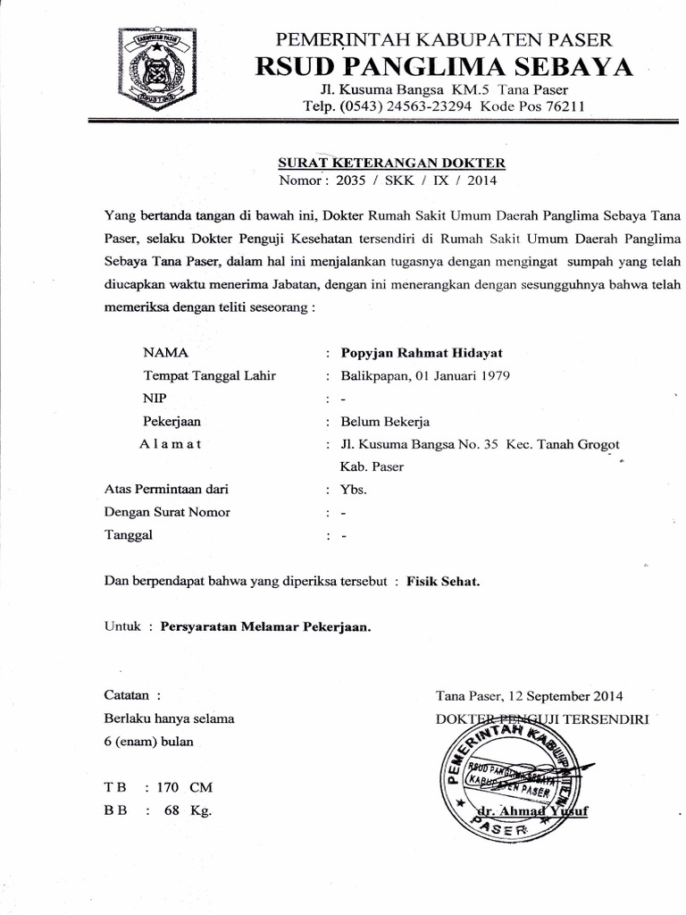 Surat Keterangan Kerja Praktek Dokter Umum Terdekat - IMAGESEE