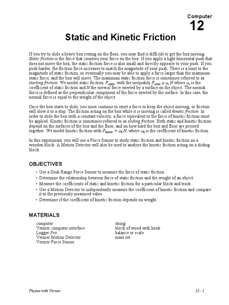 Static and Kinetic Friction Analysis | PDF | Friction | Kinetic Energy