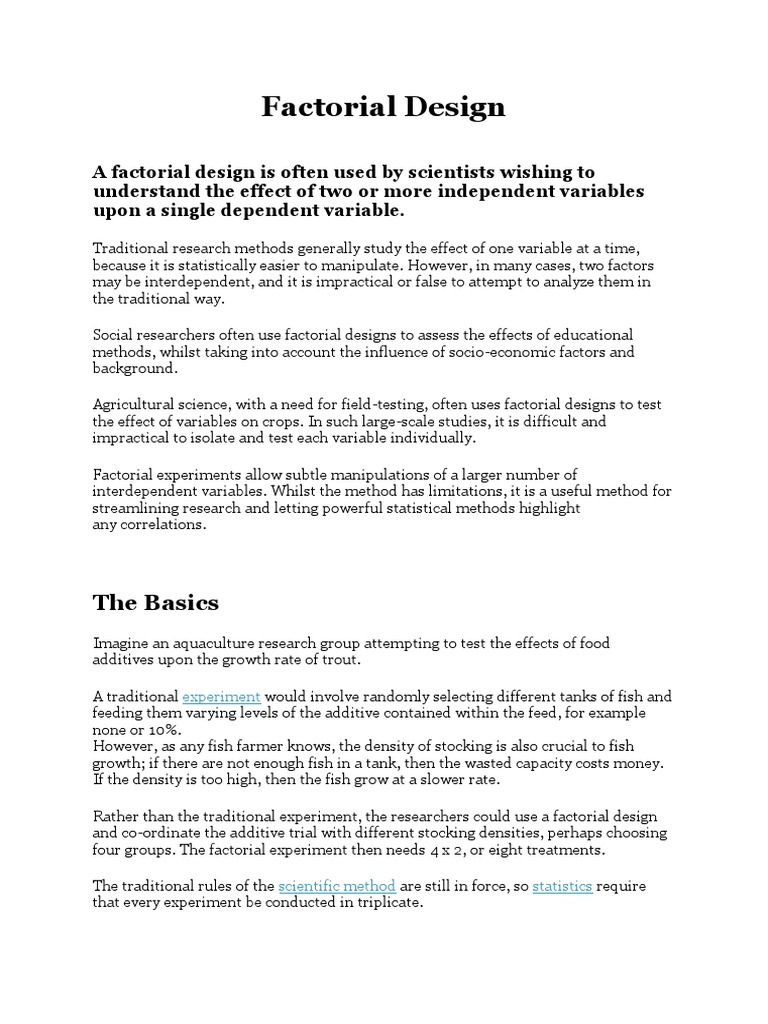 An Experiment With A Factorial Design | PDF | Experiment | Scientific ...