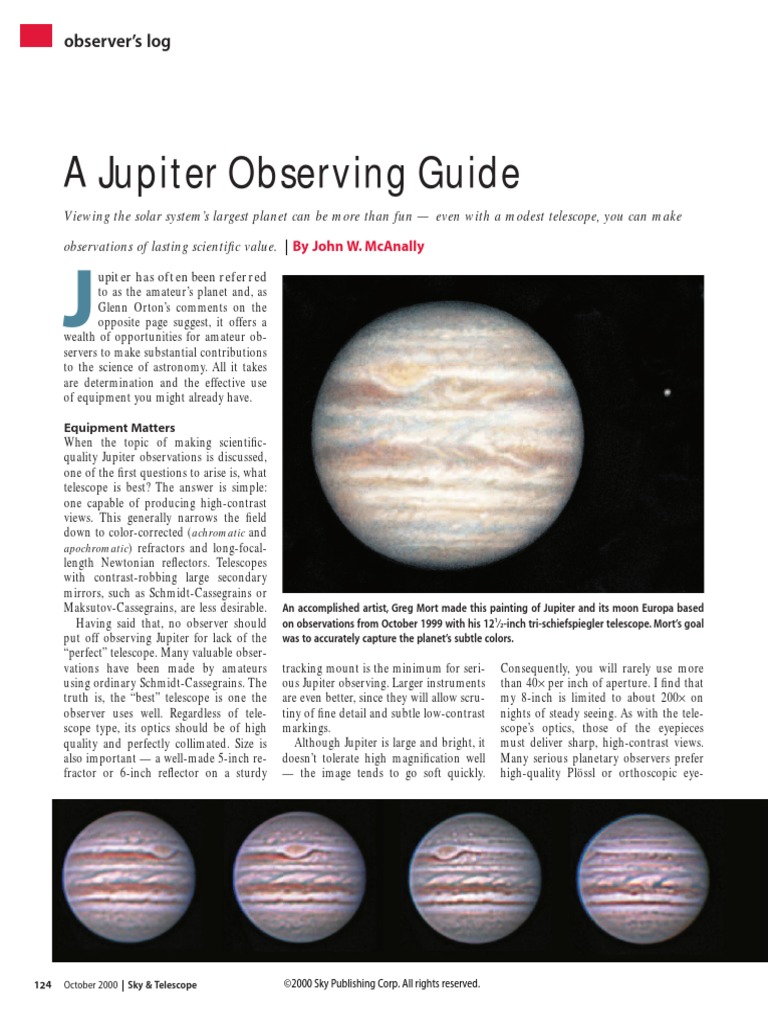 A Jupiter Observing Guide: Observer's Log | PDF | Jupiter | Astronomy