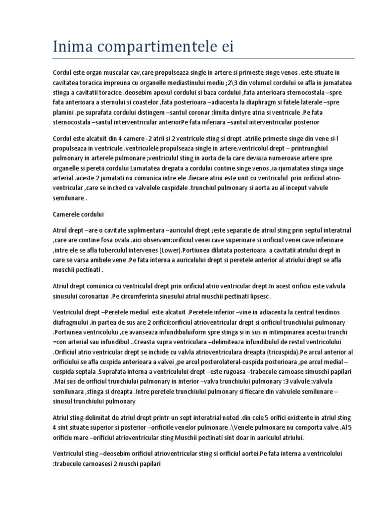 Inima Compartimentele Ei | PDF