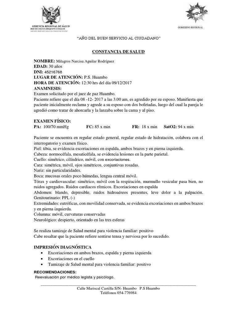 Constancia de Salud Medicina CLINICA Medicina