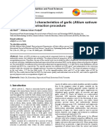 Physicochemical Characteristics of Garlic (Allium Sativum) Oil: Effect of Extraction Procedure