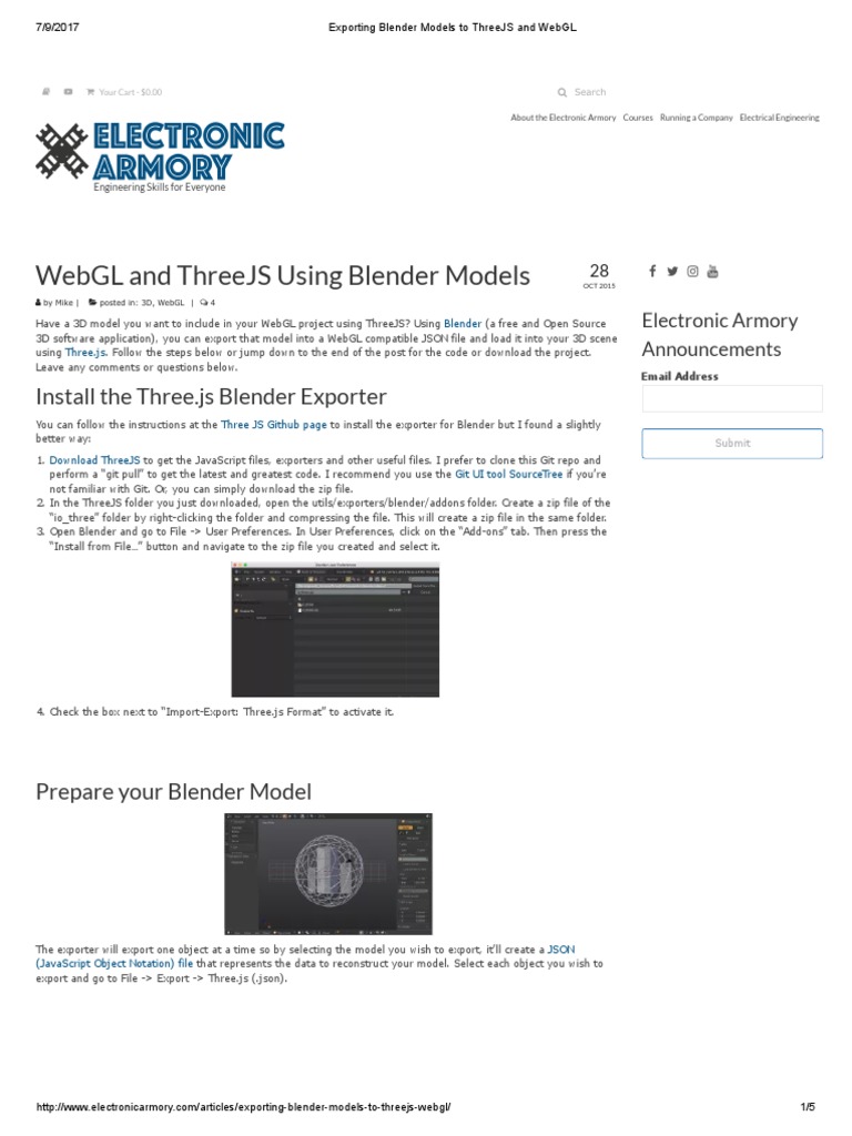 Exporting Blender Models To ThreeJS and WebGL PDF | PDF | Web Gl ...
