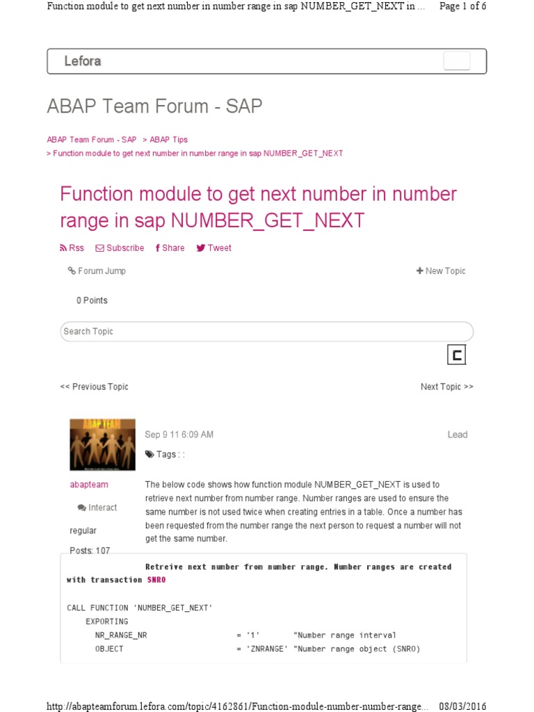 Sap Number Get Next