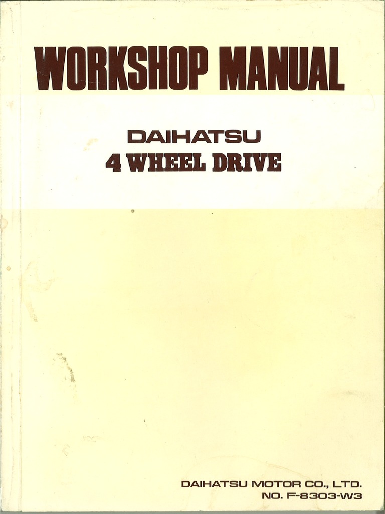 Daihatsu F50 Taft Workshop Manual