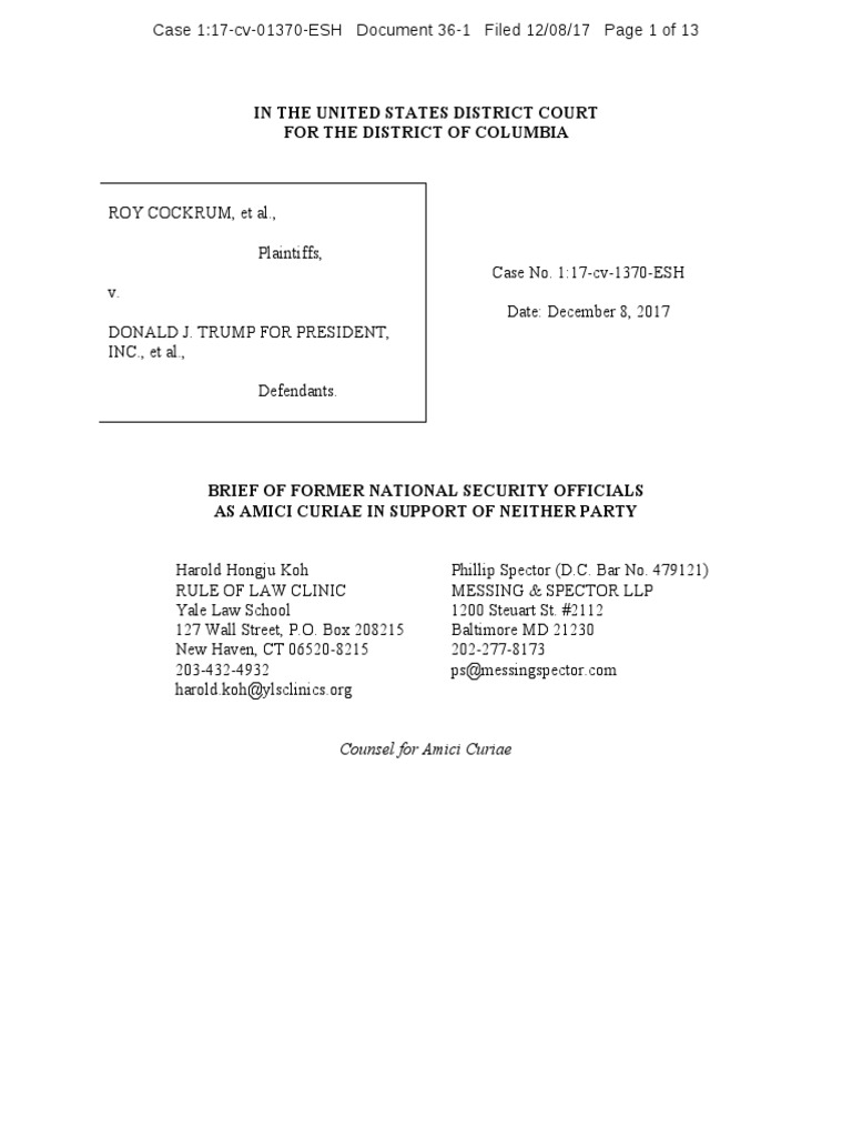 36 1 Amicus Brief National Security Officials Download Free PDF