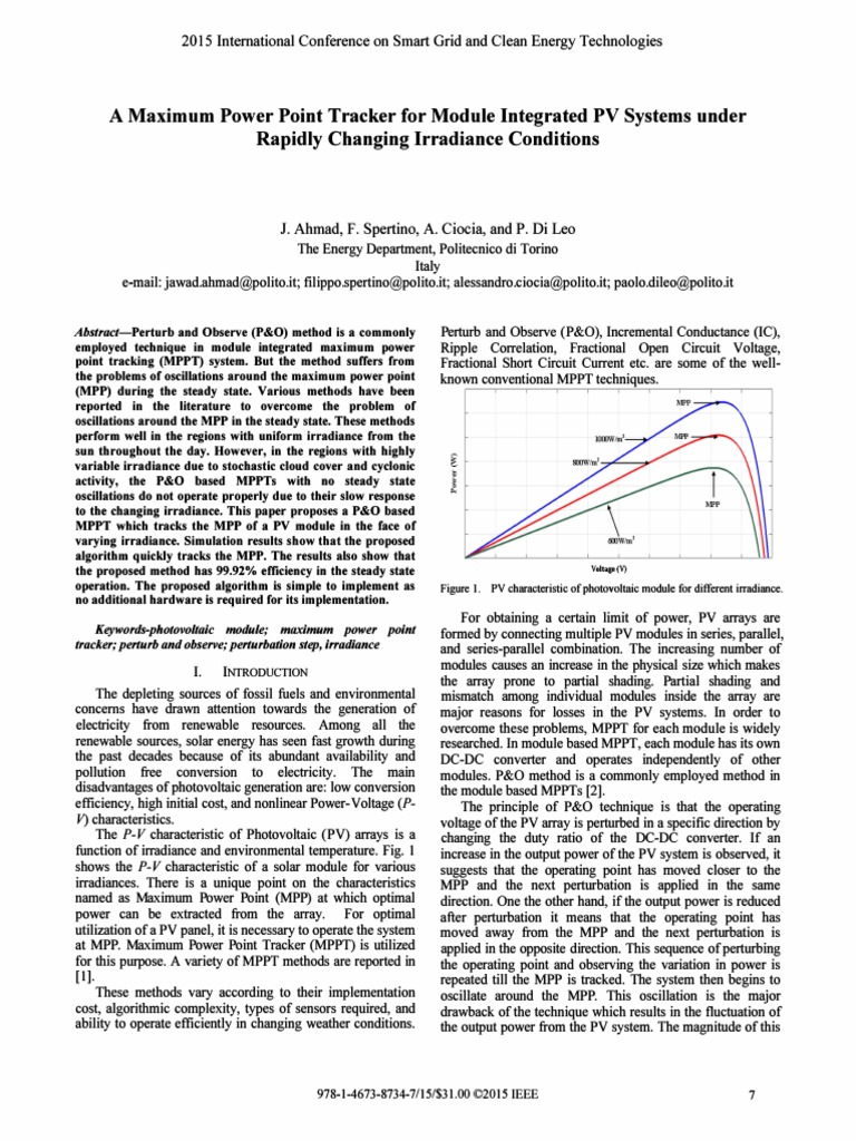A Maximum Power Point Tracker For Module Integrated PV Systems Under ...