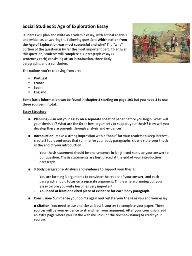 Age of Exploration Essay  PDF  Essays  Argument