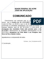 Comunicado para o BLOG - 13.12.2017