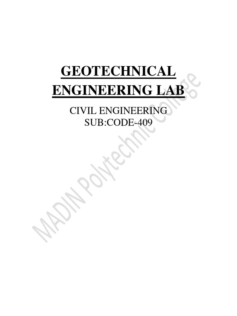 Geotechnical Engineering Lab PDF | PDF | Density | Soil Mechanics