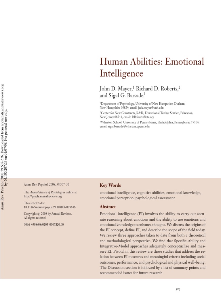 Human Abilities Emotional Intelligence PDF | PDF | Emotional ...