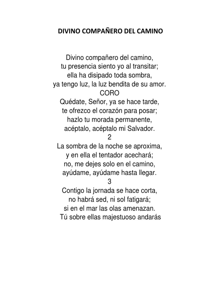 Divino Compañero del Camino: Letra y Alabanza | PDF