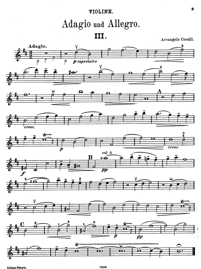 A. Corelli: Adagio and Allegro From The Sonata Nr. 1 For Violin and ...