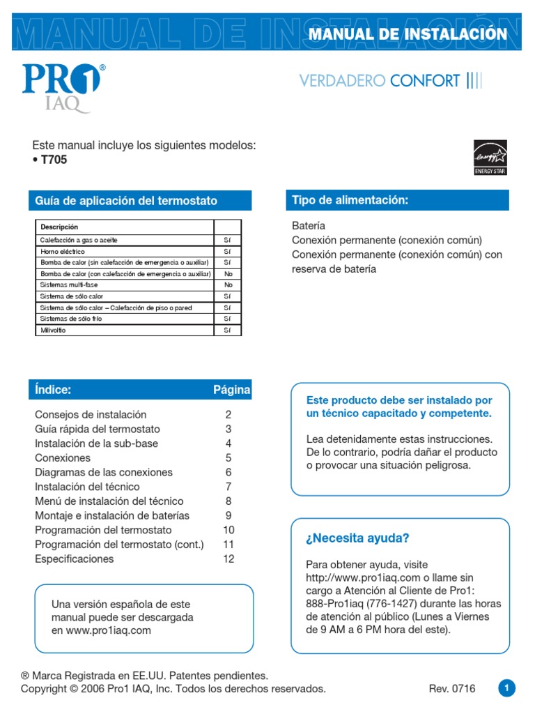 T705 Spanish Installation Manual PDF Transformador Caldera