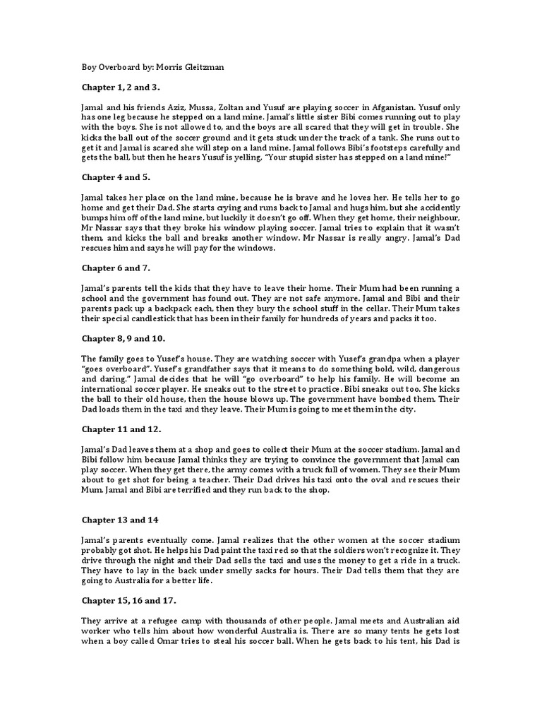 Boy overboard teacher notes picture