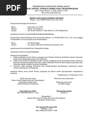 Formulir Berita Acara Serah Terima Lahan Formulir Hasil Pencarian