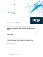 Diagnóstico Del Desempeño y Necesidades de Los Institutos Públicos de Investigación y Desarrollo Del Perú