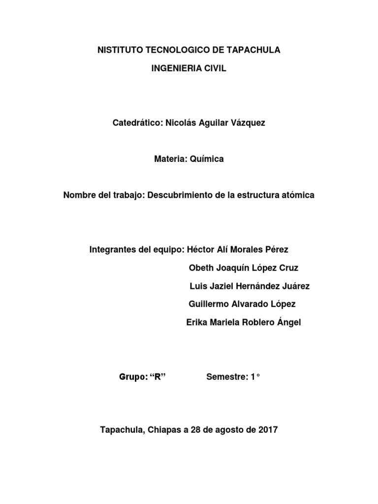 Ensayo Del Descubrimiento De La Estructura Atómica