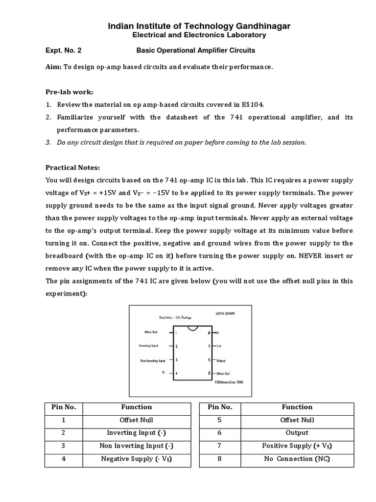 Op-Amp Circuit Design and Analysis | PDF | Operational Amplifier ...