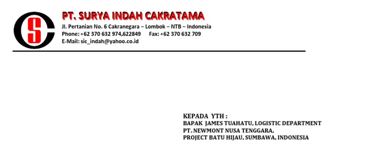 Surya Indah Lombok Contact Information | PDF | Business