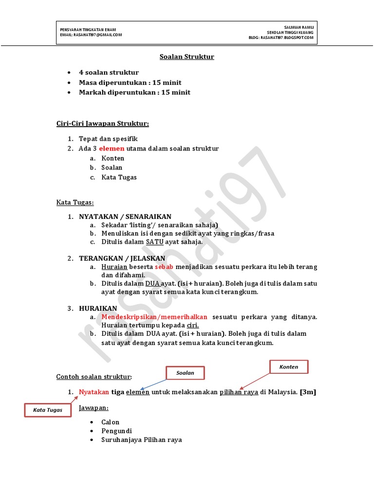 Teknik Menjawab Soalan Struktur
