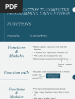 Introduction To Computer Programming Using Python Functions: Prepared By: Dr. Hamed Benisi