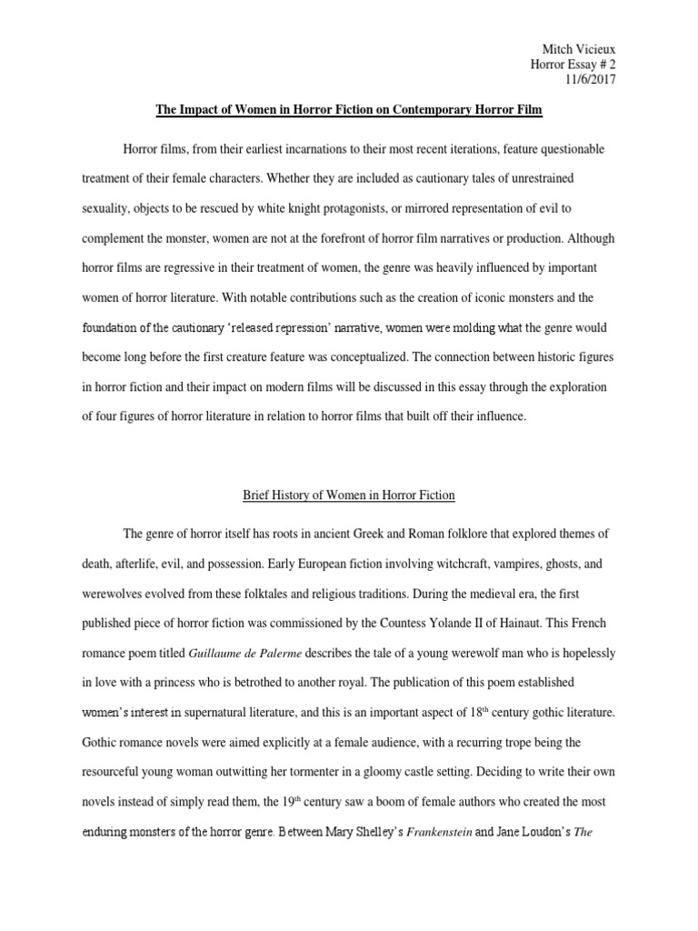 The Impact Of Women In Horror Fiction On Contemporary Horror - 