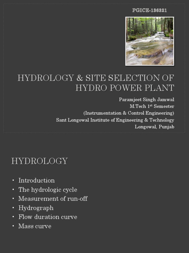 Hydrology & Site Selection of Hydro Power Plant | PDF ...