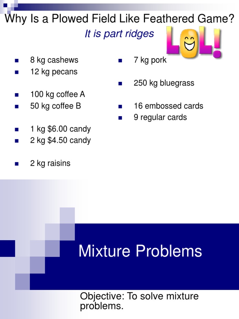 Mixture Problems and Solutions Guide | PDF | Cream | Logical Truth