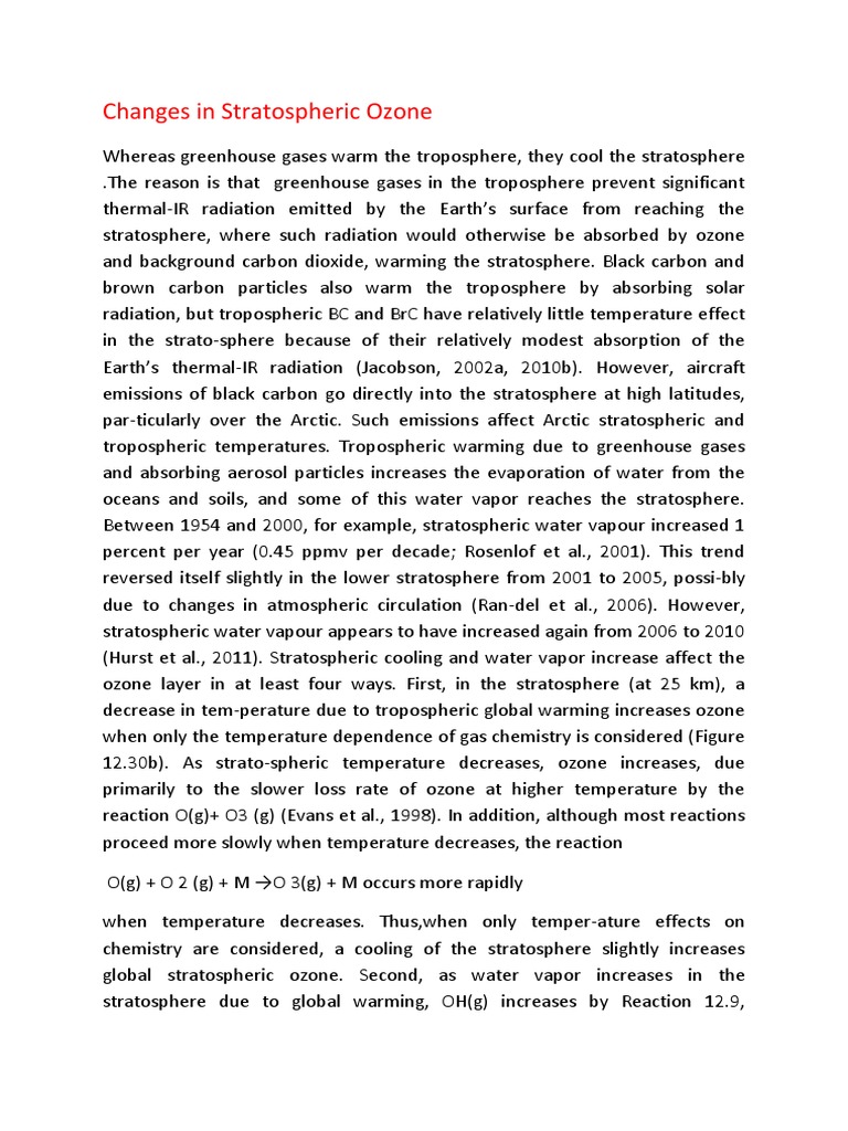 Changes in Stratospheric Ozone | PDF | Stratosphere | Greenhouse Gas