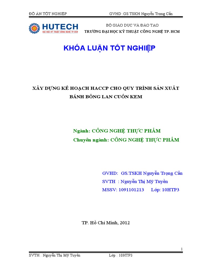 Xay dung ke hoach haccp cho quy trinh san xuat banh bong lan cuon kem