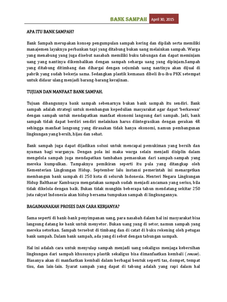 apa itu bank sampah