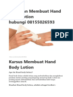 Pelatihan Membuat Hand Body Lotion Hubungi 08155026593