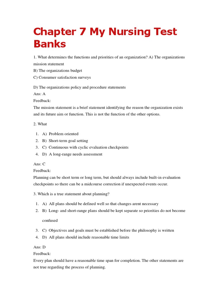 nursing research test bank questions