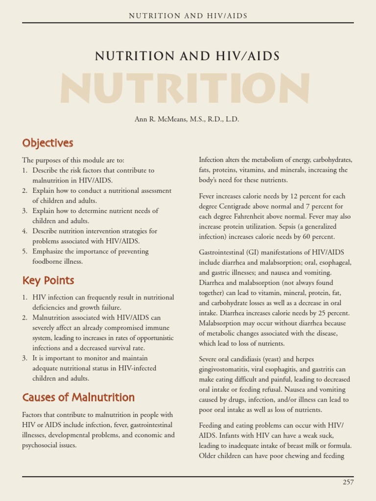 Nutrition and HIV | PDF | Breastfeeding | Malnutrition