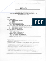 Tema 72. La Literatura en Lengua Catalana, Gallega y Vasca. Obras Más Relevantes y Situación Actual