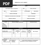 Personal Data Sheet: Ersonal Ackground