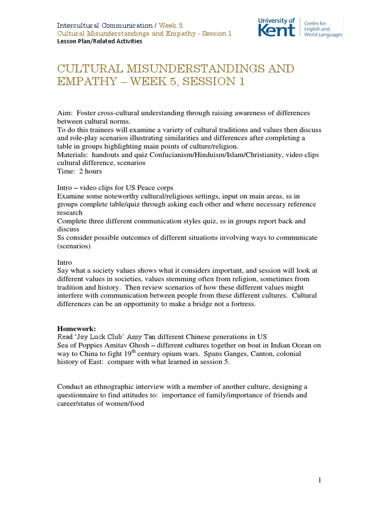 Cultural Misunderstandings and Empathy | PDF | Confucianism | Cross ...