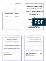Marketing Club Product Mix Exhibition: Program Schedule