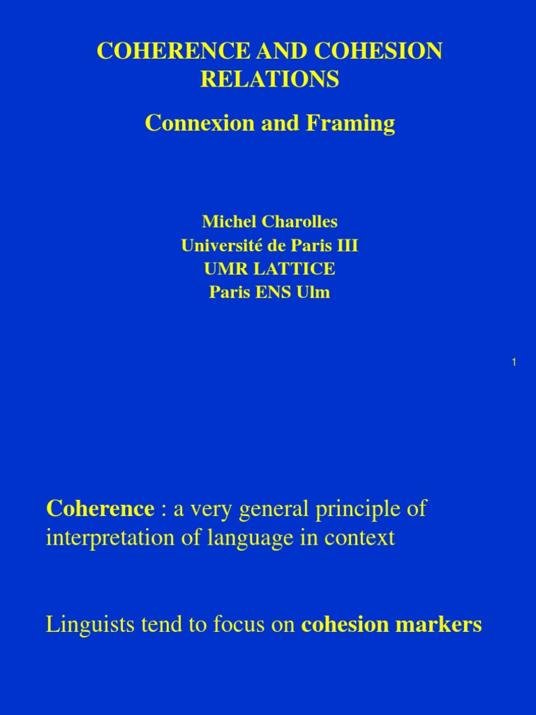 Coherence and Cohesion in Discourse | PDF | Syntax | Linguistic Morphology