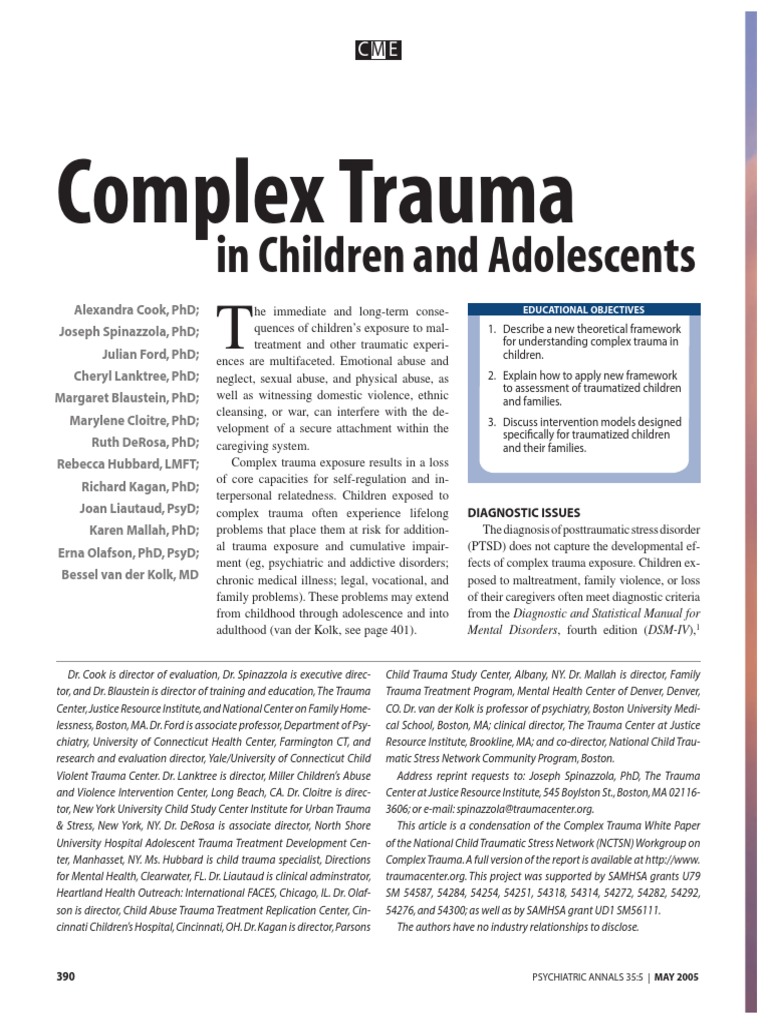 Complex Trauma in Children PDF | PDF | Complex Post Traumatic Stress ...