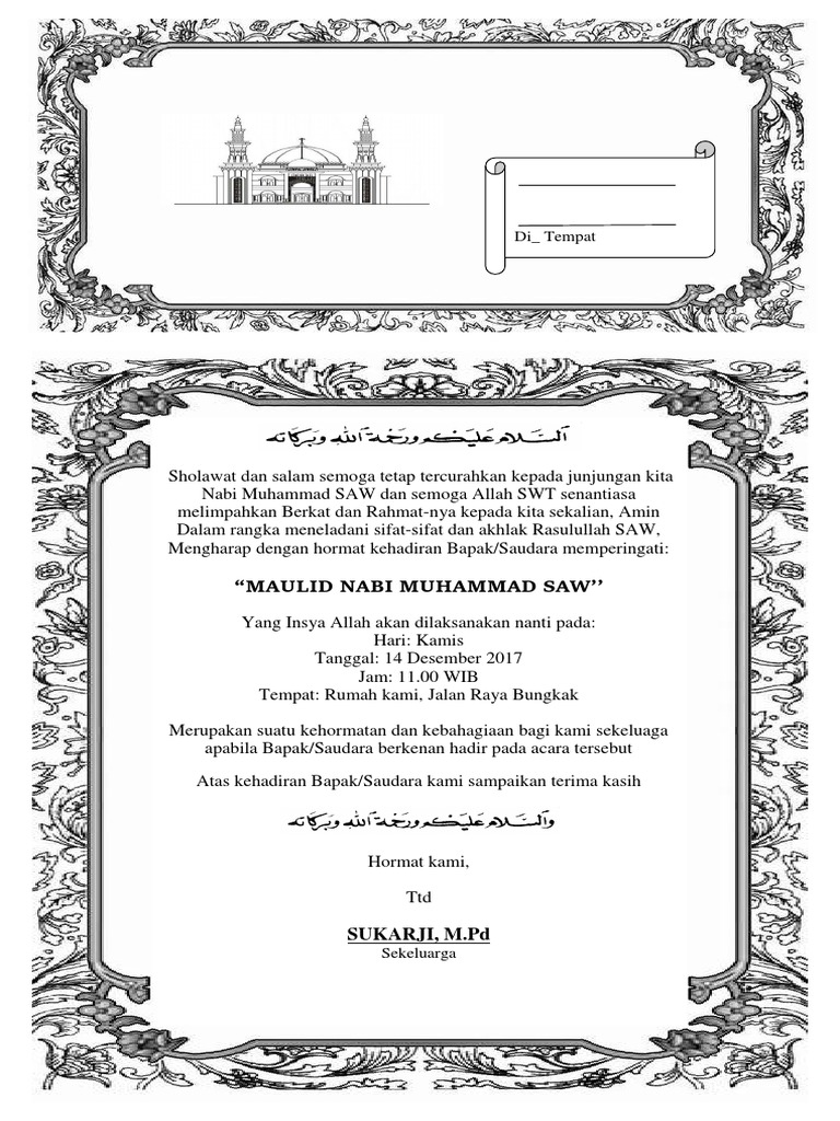 Contoh Surat Undangan Maulid Nabi Mybizle