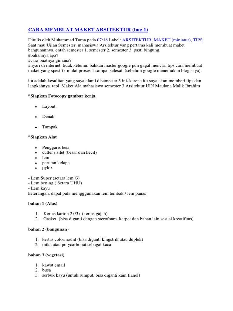 Cara Membuat Maket Arsitektur | PDF